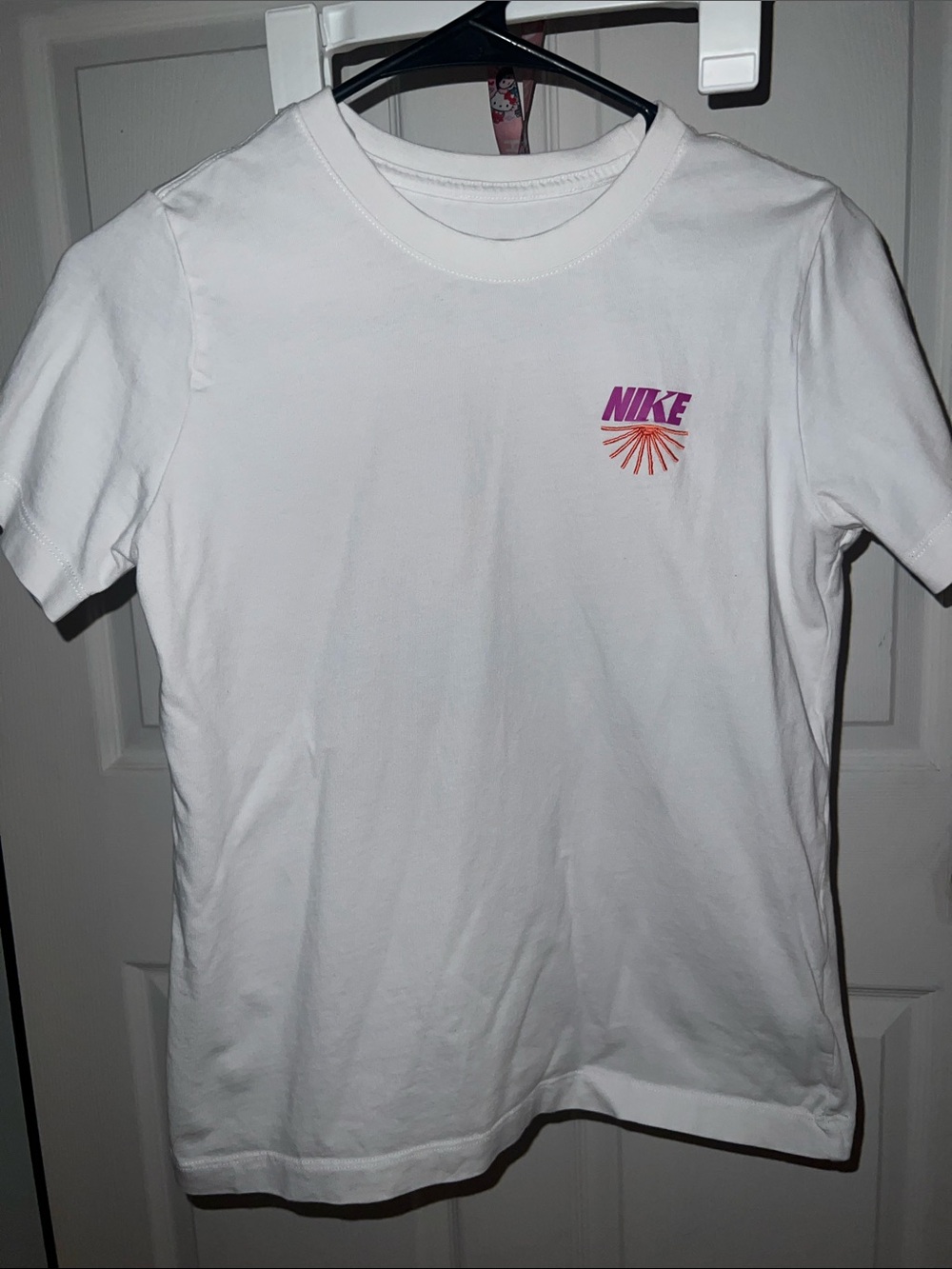 Nike White Tee with Purple and Orange Logo